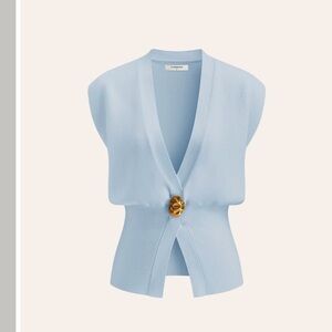 NWT COMMENSE Light Blue Women's Sweater with Gold Button-MEDIUM